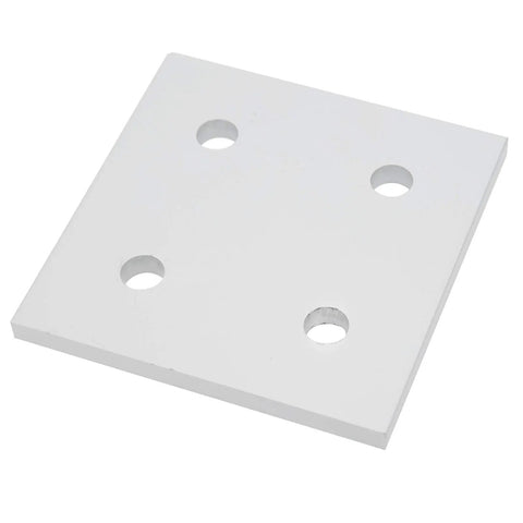 5 Pack Aluminum Joining Plates With Four Holes Vertical Flat Plate Connectors for Frame Building, close view of single plate