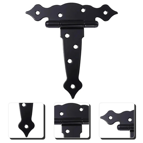 Heavy Duty Black Iron T Hinge For Barn Doors And Sliding Sheds Built Like A Tank, detailed view of sturdy iron hinge