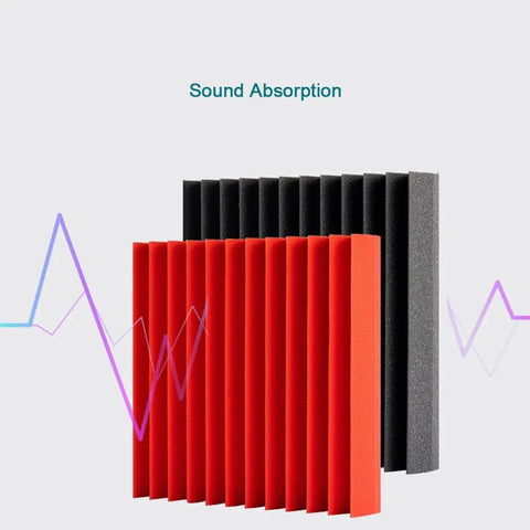12 Piece Triangle Groove Acoustic Foam Panels For Sound Proofing High Density Flame Retardant Studio Sound Dampening Wall Tiles 12X12X2 Inches Red.