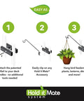 Instructional steps for 32 Inch One Piece Pole Extension Kit With Movable Hook For Hanging Bird Feeders, Flower Baskets, Chimes