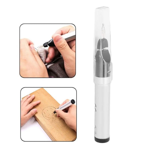 Dang Handy Tungsten Thread Burner Craft Pen For Trimming Frayed Ends Quick in use on fabric and wood surface.