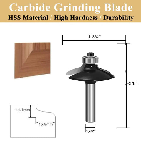 Dope 1/4 Inch Shank Router Bit Set For Door And Drawer Front Edging, carbide grinding blade measurements diagram.