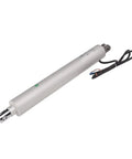 Beefed Up 24V Electric Linear Actuator With Rock Hard Aluminum Body And IP65 Rated Build With Sturdy Mounts For RV Camper Lift Beds Recliners 3000N Smooth Push, showing side view and connection wires.