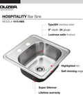 Stainless Steel Bar and Prep Sink That Is A Workhorse for Your Kitchen and Home Bar, 15 Inch Drop In Topmount Two Hole Design