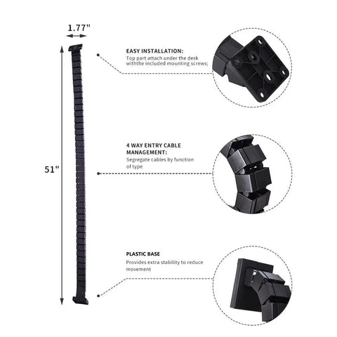 Vertebrae Cable Management Spine Kit With Height Adjustable Desk Quad Entry Wire Organizer 51 Inch Long Gray Modular Blocks