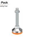 Tough As Nails Carbon Steel Swivel Leveling Feet M16 Thread Adjustable Mounting Hardware For Furniture And Workbenches Solid Anti Slip Base Plates Heavy Duty Set Of 4 Yellow - close-up of a single yellow leveling foot with M16 thread.