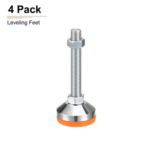 Tough As Nails Carbon Steel Swivel Leveling Feet M16 Thread Adjustable Mounting Hardware For Furniture And Workbenches Solid Anti Slip Base Plates Heavy Duty Set Of 4 Yellow - close-up of a single yellow leveling foot with M16 thread.