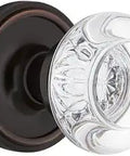 Classic Rosette Round Clear Crystal Door Knob For Vintage Restoration Lead Free Crystal Durable Hardware