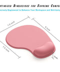Pink Gel Wrist Rest Mouse Pad For Desk And Gaming, Ergonomic Comfort With Non Slip Silicone Surface And Rubber Base dimensions