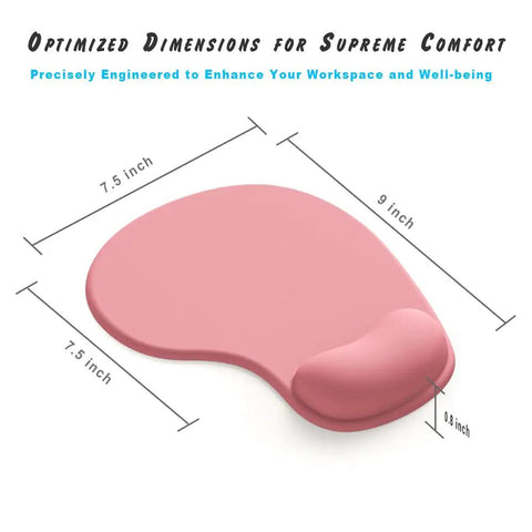 Pink Gel Wrist Rest Mouse Pad For Desk And Gaming, Ergonomic Comfort With Non Slip Silicone Surface And Rubber Base dimensions