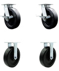 Heavy Duty Kingpinless Caster Set Packing Eight Inch Black Polyolefin Wheels With Ball Bearings For Hella Smooth Rolling handles
