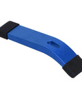 Pro Grade Aluminum T Track Clamp Kit With Soft Plastic Pads in blue finish, showing curve and protective soft pads for woodworking projects.