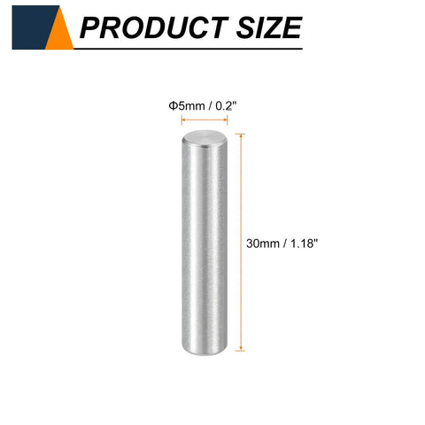 5mm x 30mm stainless steel dowel pin for DIY fixes, showing product size and dimensions for 25 Pack M5 x 30mm Dowel Pins Forged From 304 Stainless Steel For Heavy Duty Shelf Support And Furniture Tweaks, Slick Cylindrical Pegs Packed With Dead Simple Design For No Sweat Diy Fixes And Metal Builds.