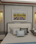 Chill Out With These Slick Modern Aluminum Wall Sconces Featuring Glare Free Led Lights Perfect For Bedroom And Living Room Vibes, mounted above bed.