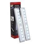 LED Bars Motion Sensor Closet Lights Battery Powered Stick On Wireless Cordless Light For Hallways, Kitchens And Stairs Two Pack With Auto On Within Ten Feet with packaging