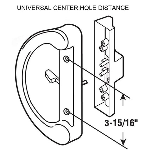 Diagram of Replacement Patio Sliding Door Handle Set With Mortise Lock And Key Cylinder Keeper Fits Door Thickness From 1.5 To 1.75 Inches