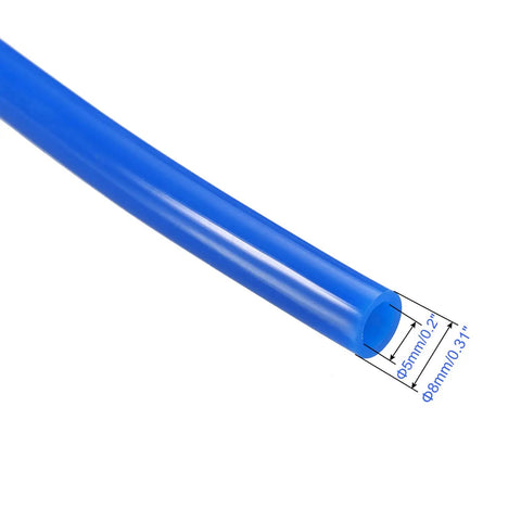 Polyurethane Pneumatic Tubing For Air Line Transfer 8mm Outer Diameter 5mm Inner, blue hose, flexible and durable, 16 feet long
