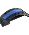 Heavy Duty Emoly Back Stretcher For Pain Relief Spine Decompression Yoga, black and blue ergonomic design with adjustable paddings.
