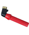 Solid Heavy Duty Welding Electrode Holder With Twist Grip Handles Rated For 400 Amps showing red ergonomic handle design.