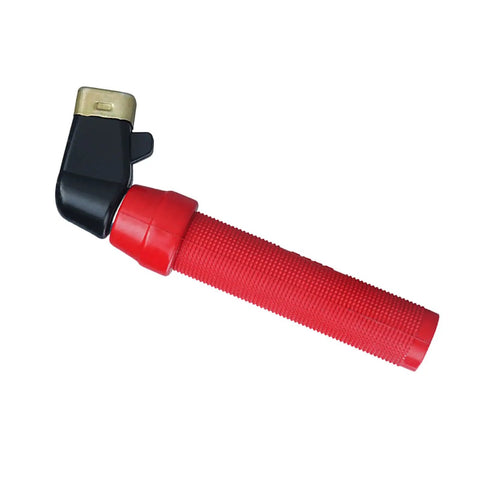 Solid Heavy Duty Welding Electrode Holder With Twist Grip Handles Rated For 400 Amps showing red ergonomic handle design.
