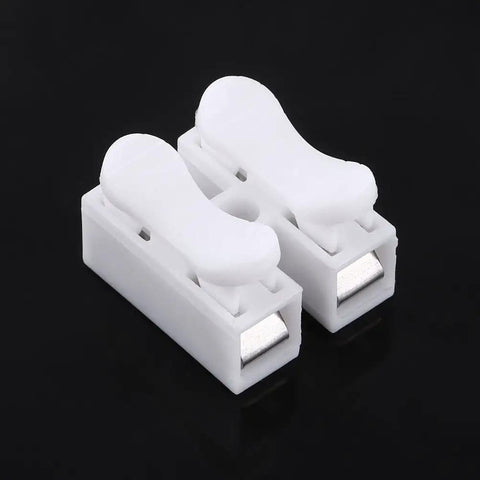 2 Pin Quick Connect Wiring Terminals Kit, 100-Piece Assortment with copper core and white insulated housing for safe connections.