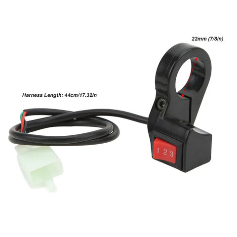 3 Speed Handlebar Switch For Motorcycle E Bike Or Scooter 22mm 7/8 Inch Electric Module with high sensitivity in durable material