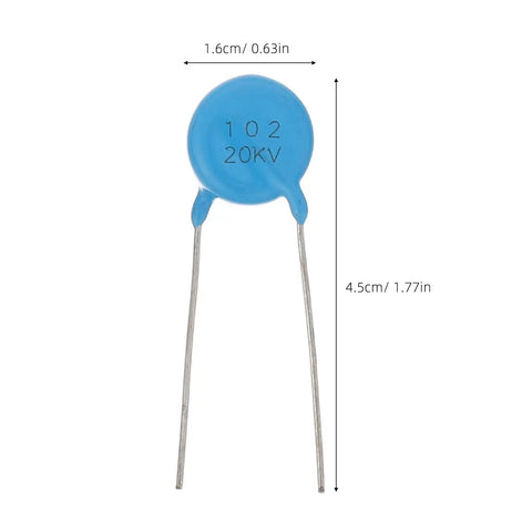 10Pcs Capacitor Assortment Kit for Electronics Repair and Maintenance Pro Grade Selection for Industrial Control Boards and Power Supplies Great for TV and Audio Gear Monolithic Ceramic Capacitors for Circuit Board Replacements Sky Blue 1.6cm x 4.5cm
