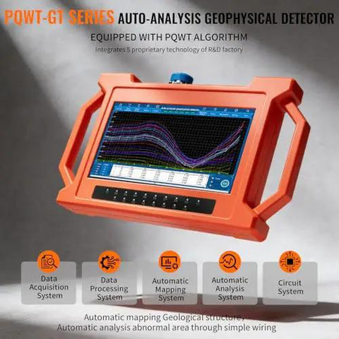 Auto Analysis Water Detector 300M Geophysical Prospecting Gear with orange casing and digital display for geological exploration.