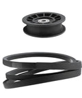 Must Have Idler Pulley And Drive Belt Combo Kit For Stens Z254F And CZ3815 Mowers, featuring durable rubber components.