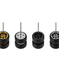 Four Pack 1 64 Scale Wheel And Tire Set For RC Diecast Cars With Real Riders Rims Six Spoke Gold Silver Black White Upgrade