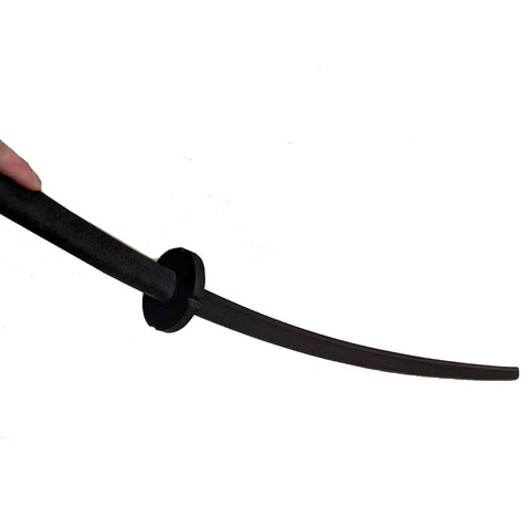 40 Inch Foam Training Katana Sword For Safe Sparring And LARP shown in profile with curved black foam blade and handle