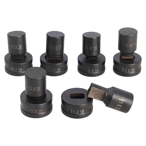 Heavy Duty Hydraulic Punching Slotted Die Set For CH70 Punching Machine Assorted 6x20mm To 14x22mm Dies displayed