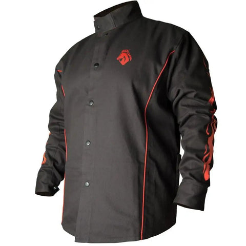 BSX 9 Oz Contoured Flame-Resistant Cotton Welding Jacket With Welder's Collar, Dual Scribe Pockets, 2X-Large Black front view