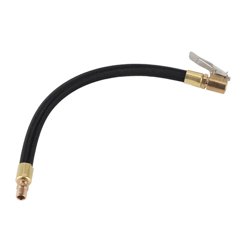 Heavy Duty Rubber Tire Inflator Hose Rated To 300 Psi with brass adapter for effective tire inflation on cars and trucks.