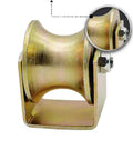 Top Shelf Heavy Gauge Rigid Track Wheel And Sliding Gate Roller With Solid Bracket 45 Steel Barn Door Caster close-up view.