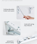 Two Pack Folding Triangle Shelf Brackets Wall Mounted for Tools and Benches 12 Inch White Heavy Duty Spring Support Space Saver