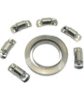2-Piece 10ft 304 Stainless Steel Worm Gear Hose Clamps Plus 6 Fasteners For Your Garage DIY Projects Cutting Custom Lengths No Rust And Heavy Duty Straps To Fix Pipes Like A Boss, coiled clamp roll and six fasteners
