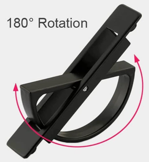 Invisible Cabinet Drawer Handle With 180 Degree Rotating Zinc Alloy Hidden Grip in black, showing rotation feature.