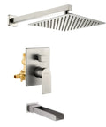 Matte Black Shower Faucet Set With Waterfall Tub Spout, Wall Mounted Tub And Shower Trim Kit With Rough-In Valve, 1/2 Inch NPT