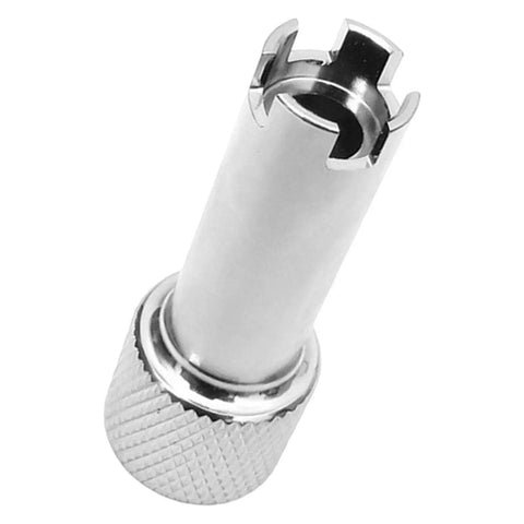 Chrome plated Second Stage Regulator Adjustment Tool for Scuba Diving with four slots inline drive, durable construction.