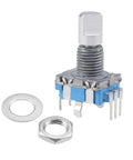 360 Degree Rotary Encoder Code Switch Digital Potentiometer, 5 Pins, 15mm D-Shaft, 5 Pack, 5V Pulse Encoder With 2 Mounting Pins, Great For DIY Electronics, Audio Gear, Robotics And Control Projects, with nut and washer