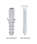 Heavy Duty Gray Plastic Drywall Anchors With Snappy Hex Head Screws For Rock Solid Shelf Mounting, 60mm anchor and 64mm screw.