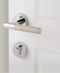 Lychee Skin Door Lock Set In Brass Gray For Modern Interior Doors with dummy handle shown on white door