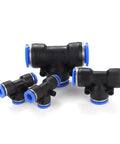 Huge 80Pc Blue Pneumatic Push In Fittings Kit With Quick Release Air Connector Tube for Compressors And Tools Fits 4 6 8 10 12 Mm Easily, black T fittings