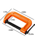 Beefy 2 Inch C Clamp Heavy Duty Steel Clamp for Woodworking Welding and Building with Rust Resistant Body and Anti Slip Screw for a Rock Solid Grip on Wood Metal Shelves Benches and All DIY Projects, orange 2-inch steel C clamp with screw