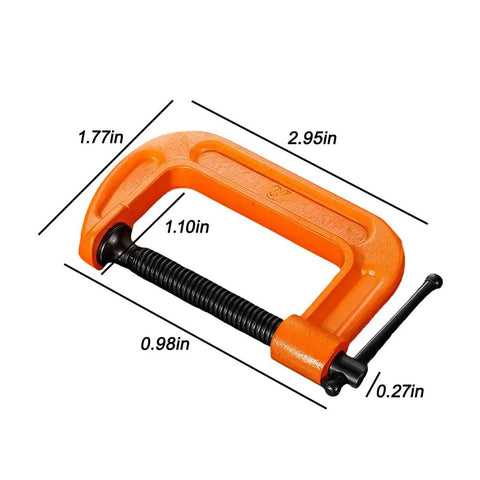 Beefy 2 Inch C Clamp Heavy Duty Steel Clamp for Woodworking Welding and Building with Rust Resistant Body and Anti Slip Screw for a Rock Solid Grip on Wood Metal Shelves Benches and All DIY Projects, orange 2-inch steel C clamp with screw