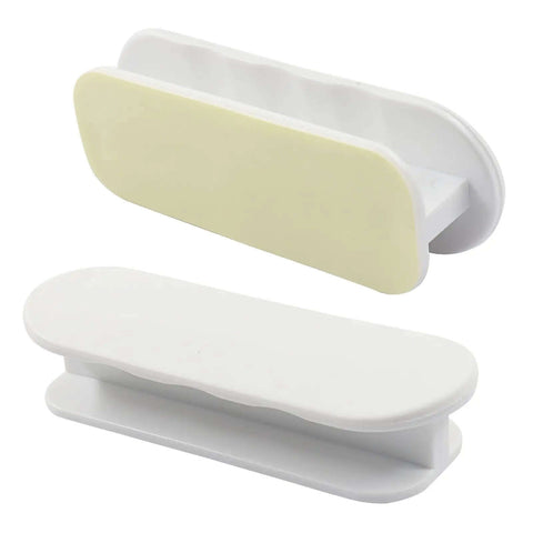 Self-Adhesive Drawer Pulls 4 Pack No-Drill Cabinet Handles, white plastic, 3.46 inch length, adhesive backing shown