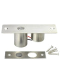 Heavy Hitter Smart Drop Bolt Deadbolt Electric Door Lock For Frameless Glass Doors with stainless steel strike plate and screws.