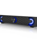 Compact Desktop PC Speakers With USB Powered Wired Connection For Monitor Setup, Mini Soundbar With LED Light Effects