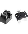 Refrigerator Start Relay 22 Ohm 4 Pin One Half HP 375W With Thermal Overload Protector, plug and play, close-up view.